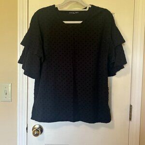 black polka dot tiered sleeve top